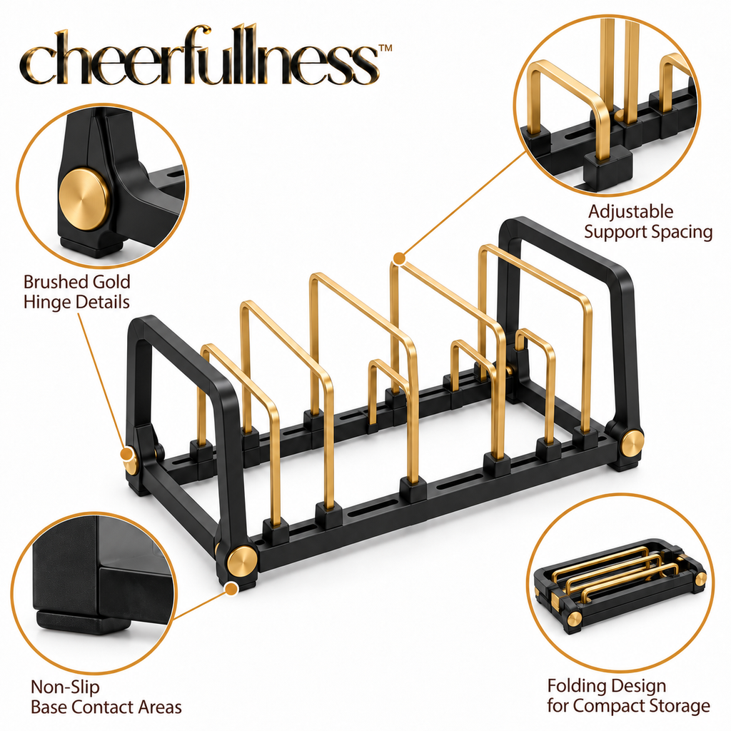 cheerfullness™ Folding Dish and Cookware Drying Stand with Adjustable Support Slots