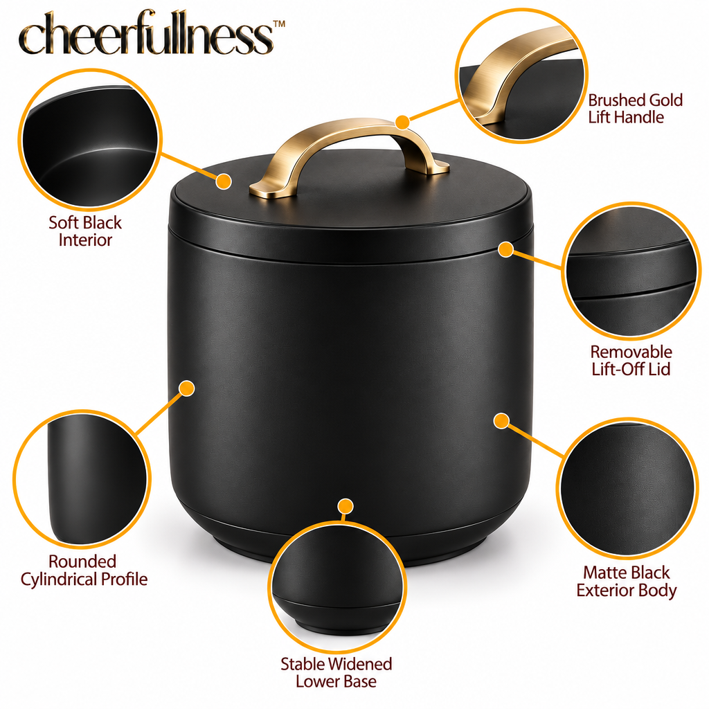 cheerfullness™ Round Countertop Kitchen Compost Scrap Bin with Lift-Off Lid and Brushed Gold Handle