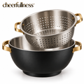 cheerfullness™ Deep Kitchen Wash and Prep Bowl with Removable Colander Basket and Brushed Gold Side Handles