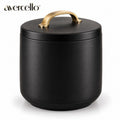avercello™ Round Countertop Kitchen Compost Scrap Bin with Lift-Off Lid and Brushed Gold Handle