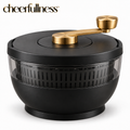 cheerfullness™ Manual Salad Spinner with Matte Black Body, Clear Viewing Band and Brushed Gold Turn Handle