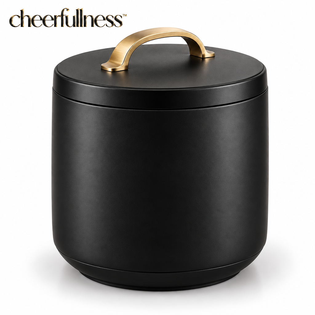 cheerfullness™ Round Countertop Kitchen Compost Scrap Bin with Lift-Off Lid and Brushed Gold Handle