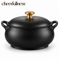cheerfullness™ Large Soup Tureen with Sculpted Side Handles and Brushed Gold Lid Knob